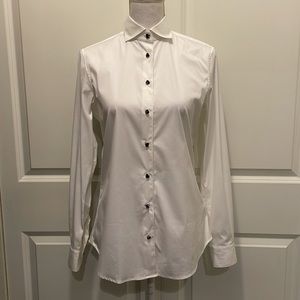 Xacus Donna White Button-Down Shirt with Rhinestone Cluster Buttons